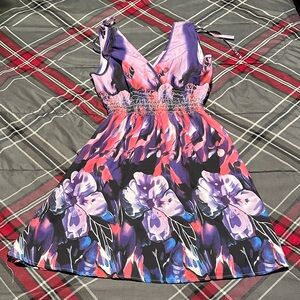 Floral Purple Sleeveless Dress